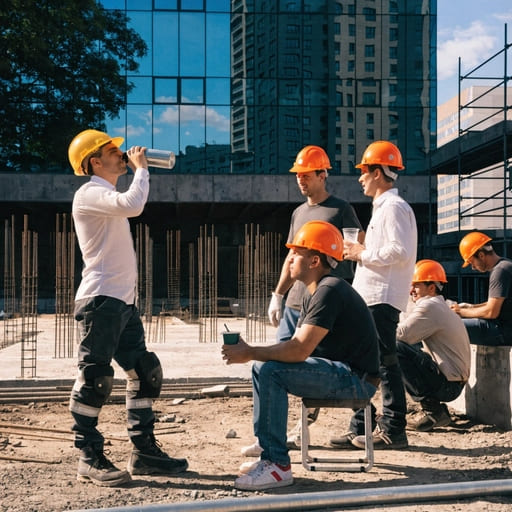 Будівельна команда і об'єкт